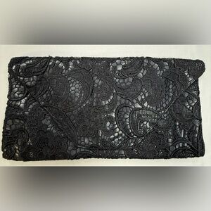 Jessica Simpson Black Lace Overlay Clutch Wristlet